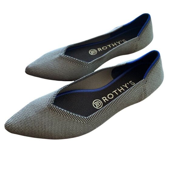 Rothy's The Point Ballet Flats Cloud Grey Birdseye Comfort Shoes Size 7 - Picture 1 of 7